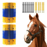 Garvee Livestock Scratching Brush 2PCS Nylon Back Scraper for Horse Cow Goat Sheep, Blue-Yellow, Expandable, Durable, Comfortable - Blue And Yellow (2 Pieces)