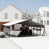 Garvee Large Metal Carport 20x30 ft Galvanized Steel Roof for Tractors Trucks Boats Gray - Grey-3