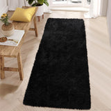 Garvee 2x8 Shaggy Runner Rug, Tie-Dyed Plush Carpet for Bedroom, Kids Nursery, Indoor Home, Soft Non-Skid Furry Floor Mat, Long Accent Runner - Black