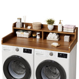 Garvee 54" Washer Dryer Countertop with 2-Tier Shelf & 2 Drawers, Wooden Laundry Countertop for Laundry Room, 54.33" W x 27.56" D x 12" H, Natural Wood Color - Brown