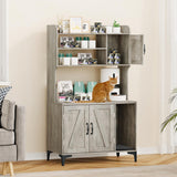 Garvee Cat Litter Box Enclosure with Shelves, Hidden Cat Box Furniture, Indoor Cat House, Grey, 31.5in x 17.7in x 51.1in