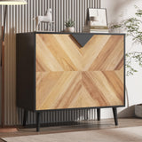 Garvee Small Storage Cabinet with 2 Doors, Modern Sideboard Buffet Cabinet, Walnut, 31.5x15.8 in, Free Standing Accent Table for Dining Room & Living Room