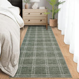 Garvee Green Checkered Kitchen Rugs, 2x6 Washable Non Slip Runner, Ultra Thin Indoor Modern Farmhouse Carpet, Low Pile Stain Resistant Floor Cover - Plaid|Green