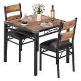 Garvee Dining Table Set for 2 with Upholstered Chairs, Compact Bistro Table, Space-Saving Brown for Apartment or Breakfast Nook