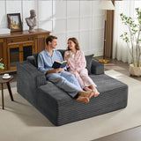 Garvee Oversized Chaise Lounge Chair 54x61" Indoor Corduroy Cloud Boneless Couch Sofa with Pillows Armrests Deep Seat Comfortable Sleeper Bed - Gray