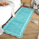 Garvee Washable Runner Rug 2x6ft Scalloped Edge Non-Slip Stain-Resistant Polyester Soft Low Pile Modern Kitchen Bathroom Hallway - Scalloped|Teal