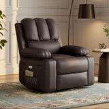 Garvee 22'' Width Power Recliner Chair, Electric Rocker Swivel USB Charger Lazy Boy for Adults, with Vibrating Massage and Heating, 1.5X Sponge Filling for Living Room, Bedroom and Nursery - 2# Brown