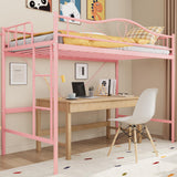 Garvee Loft Bed Twin Size with Removable Ladder & Full Safety Guardrail, Heavy-Duty Metal Frame, Space Saving, Pink - Pink