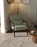 Garvee Modern Wide-Wale Corduroy Accent Chair with Lumbar Pillow Solid Wood Frame for Living Room Bedroom Office Green - Green-Wide Wale Corduroy