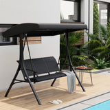 Garvee 3-Seat Patio Swing Chair With Adjustable Canopy And Armrests For Garden, Poolside, Backyard, Black