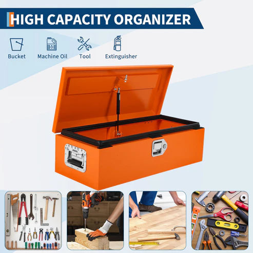 Garvee 48-Inch Steel Truck Bed Tool Box - Diamond Plate Design with Side Handles and Locking Keys, Compact and Durable Storage, Orange