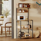 Garvee Bakers Rack with Outlet 4-Tier Microwave Stand Kitchen Storage Shelf Coffee Bar Black