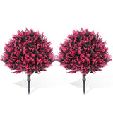 Garvee Artificial Rose Eucalyptus Topiary Ball Trees, 24" UV Resistant Faux Boxwood Shrubs for Indoor Outdoor Garden Patio Porch, Green - Rose