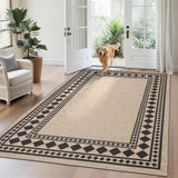 Garvee Solid Bordered Easy Jute Rug 5x7 Washable Non-Slip Indoor Outdoor Natural - Border|Natural