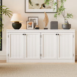 Garvee 4-Door Sideboard Cabinet With Storage, Modern Buffet Cabinet For Living Room, Dining Room & Office, 62.99 Inch, White - White