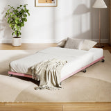 Garvee Twin Size Metal Roll Out Trundle Bed Frame with Wheels and Slats Support Pink Space-Saving Versatile Durable - Pale Pink