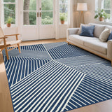 Garvee Washable Living Room Rugs 8x10 Soft Non Slip Minimalistic Area Rug Blue for Bedroom Dining Room Apartment Office - Blue