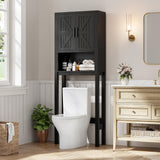 Garvee Over The Toilet Cabinet Double Door Bathroom Storage Organizer Freestanding Space Saver White - Black