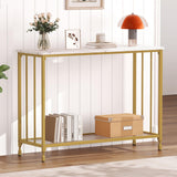 Garvee Console Entry Table With 1 Drawer Vertical Lines Design Modern Elegant Gold Metal Durable Compact Space-Saving For Home Entry
