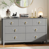 Garvee Fluted Dresser 7-Drawer Wood Dresser for Bedroom Living Room Entryway 54 Inch Grey - Grey