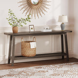 Garvee 70.9 Inch Console Table, 2-Tier Narrow Sofa Table, Industrial Farmhouse Entryway Table, Gray, Extra Long