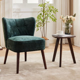 Garvee Modern Wingback Living Room Chair Armless Lounge Chair Wood Legs Upholstered Fabric Comfy Tufted Side Chair for Living Room, Bedroom, Office, Gray