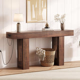 Garvee 63 Inch Console Table with Power Outlet, Extra Long Sofa Table, Narrow Entryway Table, Rustic Brown, 33.3" High - Rustic Brown