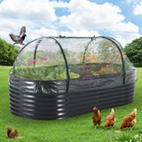 Garvee 8x4x2 ft Oval Galvanized Raised Garden Bed Kit with Zippered PVC Cover for Outdoor Patio Gardening, Grey, Thick Metal, Easy Assembly - Grey(Oval)