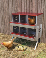 Garvee Chicken Nest Box 6 Compartments Durable Galvanized Steel Automatic Egg Collection Ventilated Removable Grids Wall Mount Various Breeds - Red