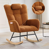 Garvee Nursery Rocking Chair Teddy-Upholstered Fluffy Glider for Adults Compact Rocker Small Spaces Nursing Reading Chair 30" W x 35" D x 38" H Neutral Color