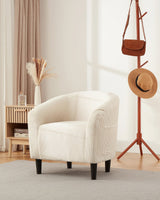 Garvee Accent Barrel Chair Corduroy Club Chair Elegant Armchair Cozy Backrest Beige for Living Room Bedroom Reception Office - Beige