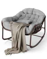 Garvee Oversized Outdoor Rocking Chair Papasan Rocker Ergonomic Smooth Rocking Steel Frame Durable Polyester Fabric Gray Patio Garden Porch - Gray