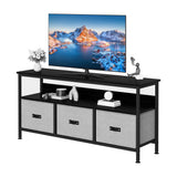 Garvee TV Stand Entertainment Center with Storage 55 Inch Grey Wood Grain for Living Room Bedroom