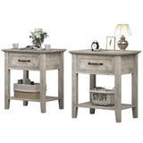 Garvee nightstands, Nightstands Set of 2, End Table with Drawer, Side Table for Spaces, 2 Tiers Storage Shelves with Dresser, Bedside Table for Living Room, Bedroom, Dorm (2pcs-Grey) - Grey