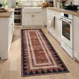 Garvee Modern Brown Border Washable Runner Rug 2x6 for Hallway Kitchen Bedroom Laundry Room Bathroom, Non Slip, Low Pile, Stain Resistant, Soft, 24x72 - Regal Brown