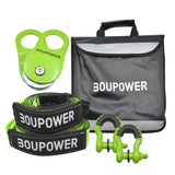 Garvee ATV & UTV Recovery Kit with 35,000 lbs Tow Rope, 10T Pulley, Zinc-Plated Shackles, Durable Storage Bag for Offroad Rescue, Versatile Size, Weather-Resistant - Grün Mit 6M Rope