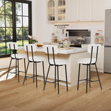 Garvee 37 in Bar Stools Set of 4, Modern Upholstered Kitchen Bar Stools with Back, Metal Legs, Beige