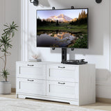 Garvee TV Stand with Mount and 4 Drawers Storage for 32-85 Inch TVs, Entertainment Center for Bedroom and Living Room, Wood Media Console Table, Height Adjustable, Black - White