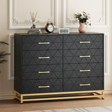 Garvee Dresser for Bedroom with 8 Drawer, Tv Stand Dressers Chest of Drawers for Living Room Hallway Entryway, MDF Board - Black