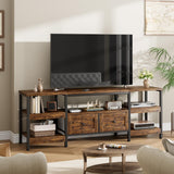 Garvee Rustic 79" TV Stand for TVs Up to 85" Industrial Media Console with 2 Drawers Brown