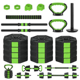 Garvee Free Weights Dumbbells Set 44 LBS Adjustable Barbell Kettlebell Home Strength Training Green & Black
