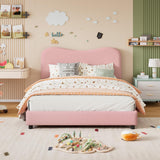 Garvee Queen Size Boucle Bed Frame Upholstered Soft Cloud Bed with Headboard Pink - Pink
