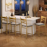 Garvee Bar Stools Set of 4 Counter Height Bar Chairs with Thick Cushioned Seat and Back, Modern Gold for Kitchen Island Bar Dining Room