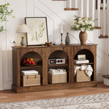 Garvee 63" Arched TV Stand with Power Outlets and USB Ports for Living Room Entryway, 3-Tier Rustic Brown Media Console for TVs Up to 70 Inch