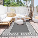 Garvee Outdoor Rug 9x18 ft Waterproof Reversible Plastic Straw Mat for Patio, Camping, RV, Balcony, Backyard, Beach - Line Grey - Line Grey