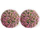 Garvee 15.7 in Artificial Topiary Flower Balls Set of 2 Hanging Grass Balls for Home Decor Indoor Outdoor Pink - Pink