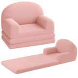 Garvee Kids Couch 2-in-1 Convertible Toddler Sofa Lounger Pink Moon Soft Sherpa Foam - Pink Moon