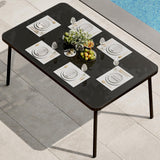 Garvee 59'' Outdoor Dining Table, Tempered Glass, Rectangular Patio Table for 4-6, Weather-Resistant Black