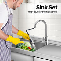 Garvee 39"W x 14"D x 33"H  Stainless Steel Utility Sink Single Bowl Free Standing with Right Drawer Workbench Rack Faucet Hot Cold Water for Laundry Kitchen Garage Workshop Outdoor