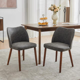 Garvee Padded Dining Chairs 2-Pack Fabric Seats Wood Legs Ergonomic Backrest Modern Kitchen Cafe 78cm Height Rubberwood - Dark Grey Pu